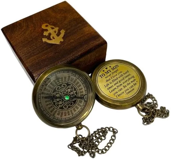 to My Son Compass, Mother to Son, Dad to Son Compass, Grandson, Son Birthday, Vacation Compass to My Son, Son Graduation Gift, Inspirational Gift, Baptism Gift, with Wooden Box