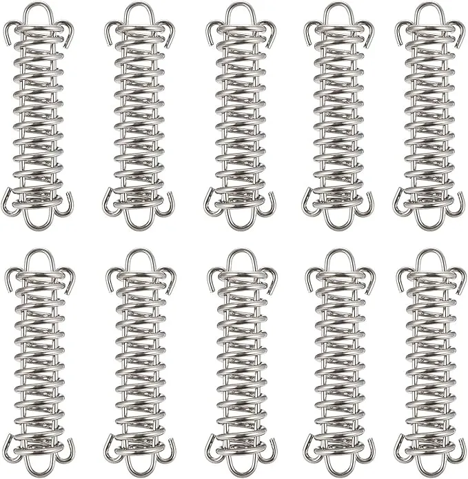 TOBWOLF 10PCS Tent Spring Buckle, Windproof Stainless Steel Rope Tensioner Awning Fixed Hook Buckle, Portable Camping Tent Fixed Buckle, Spring Buckle Set for Outdoor Camping, Dog Training, Swing