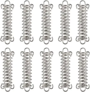 TOBWOLF 10PCS Tent Spring Buckle, Windproof Stainless Steel Rope Tensioner Awning Fixed Hook Buckle, Portable Camping Tent Fixed Buckle, Spring Buckle Set for Outdoor Camping, Dog Training, Swing