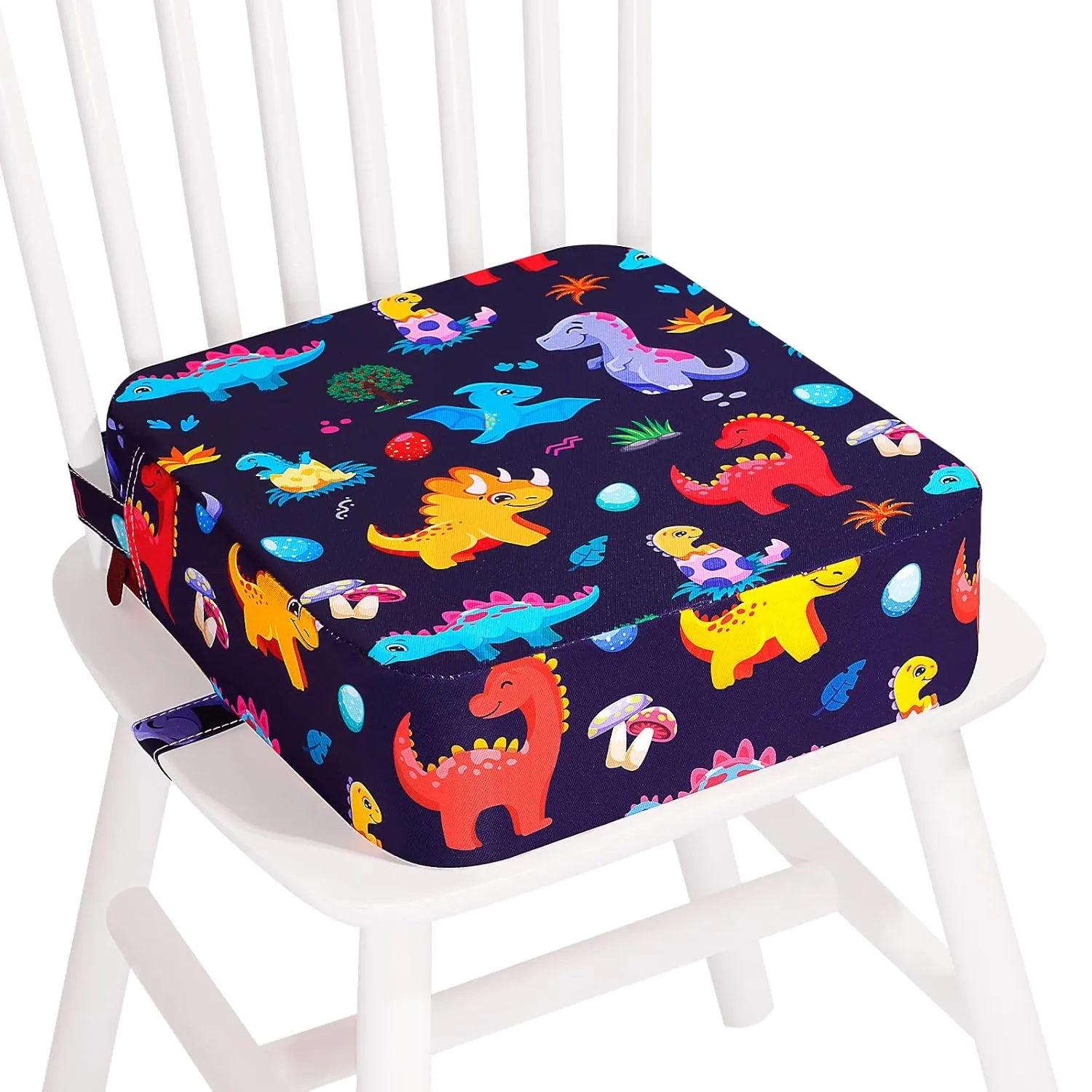 Toddler Booster Seat for Kitchen Chair, Non-Slip Kids Dining Table Booster Seat with Adjustable Safer Straps, Portable Baby Eating Travel Camping Increasing Cushion