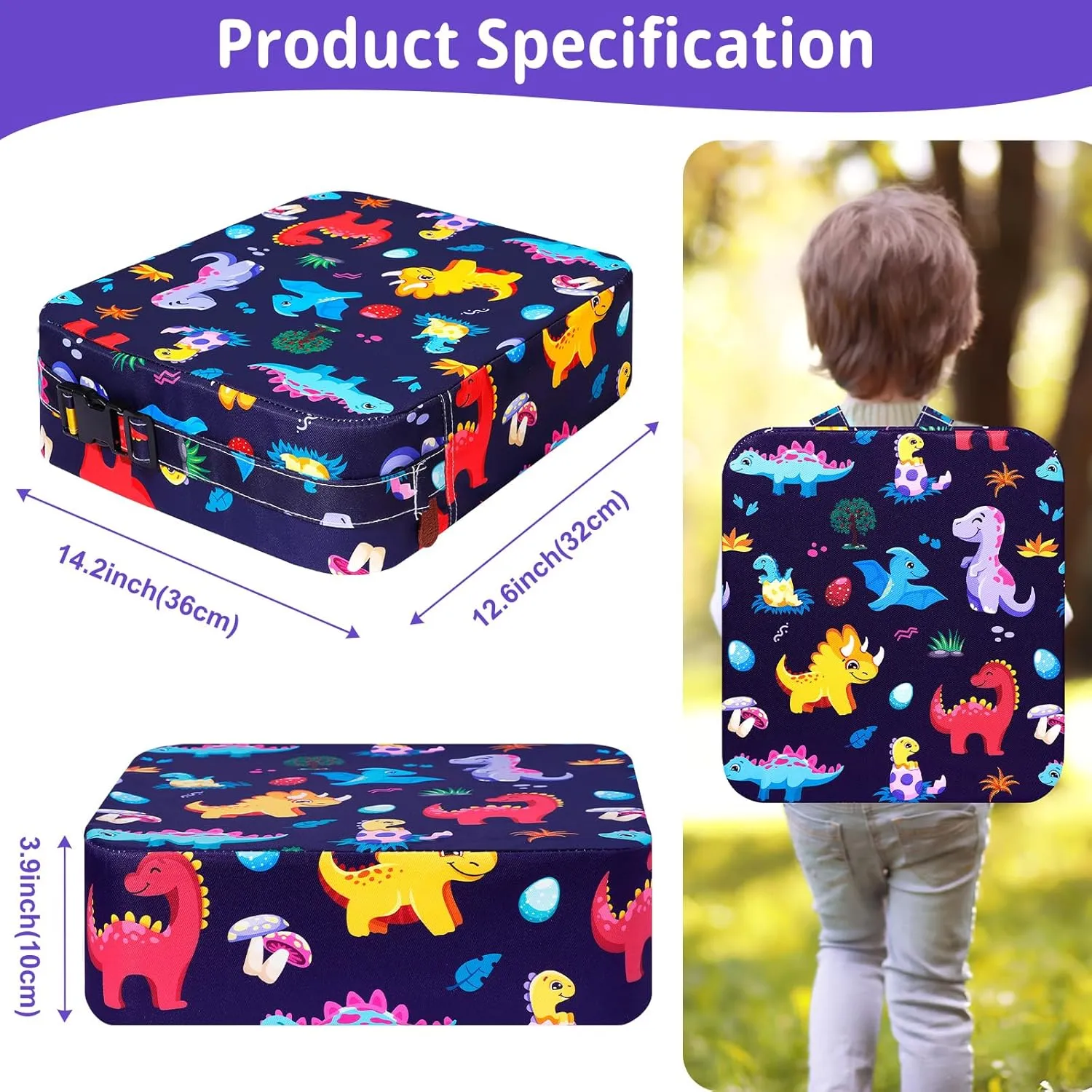 Toddler Booster Seat for Kitchen Chair, Non-Slip Kids Dining Table Booster Seat with Adjustable Safer Straps, Portable Baby Eating Travel Camping Increasing Cushion