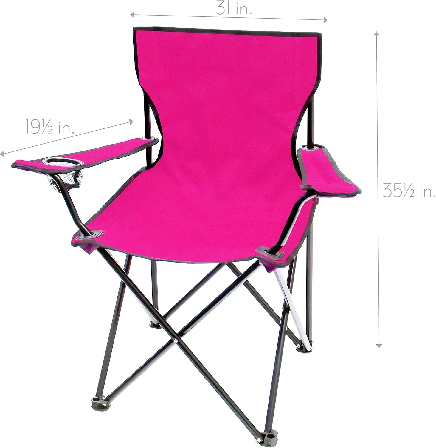 Trademark Innovations Portable Folding Pink Camp Chair, 19.5" L x 31" W x 34.5" H
