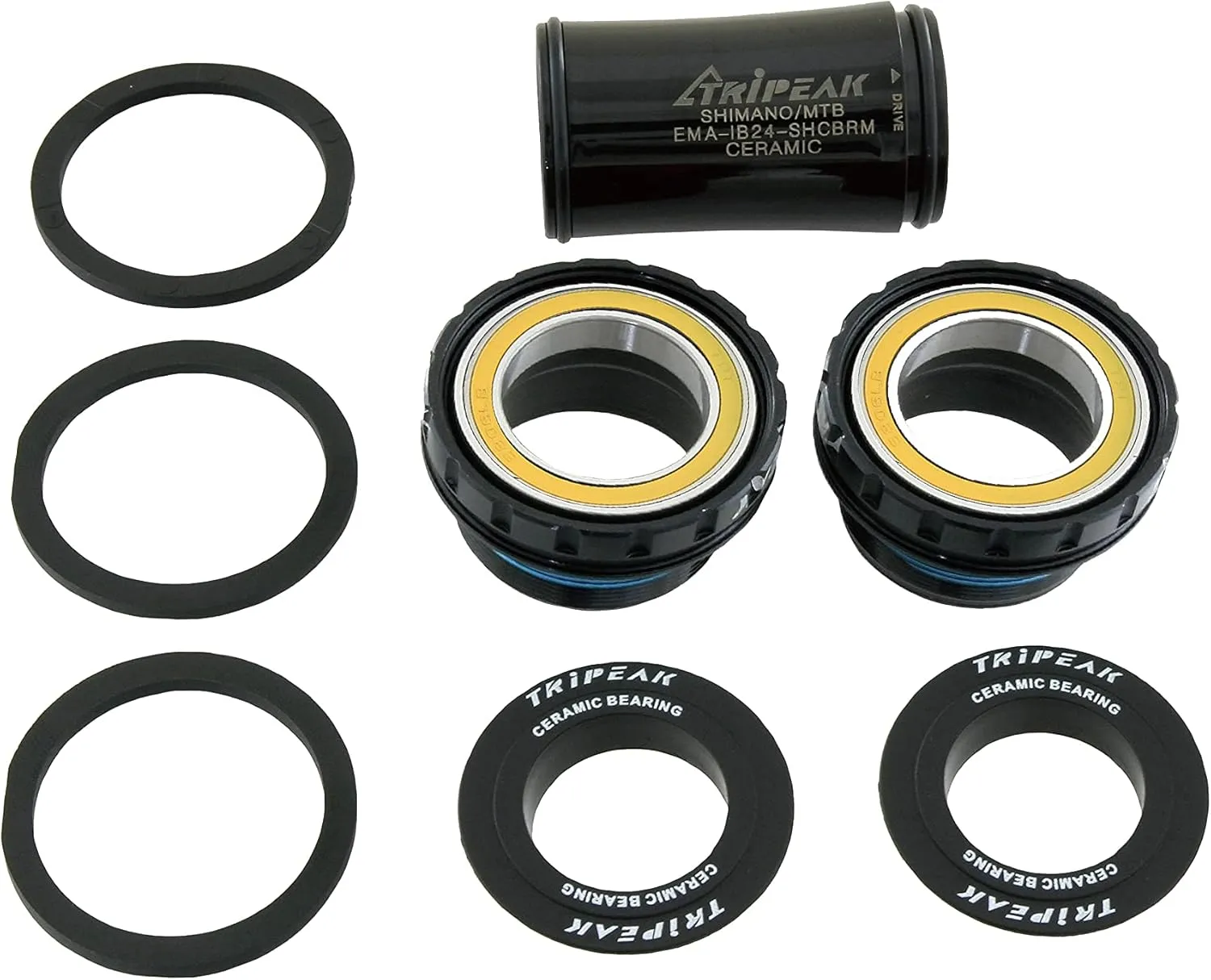 TRiPEAK Bottom Bracket BSA/ITA/C60/CR1/T47, with Ceramic Bearings for 24mm Shimano Hollowtech II Road/MTB Cranksets, Threaded BB Compatible with Trek, Giant, Specialized, Canyon, Campagnolo Frame