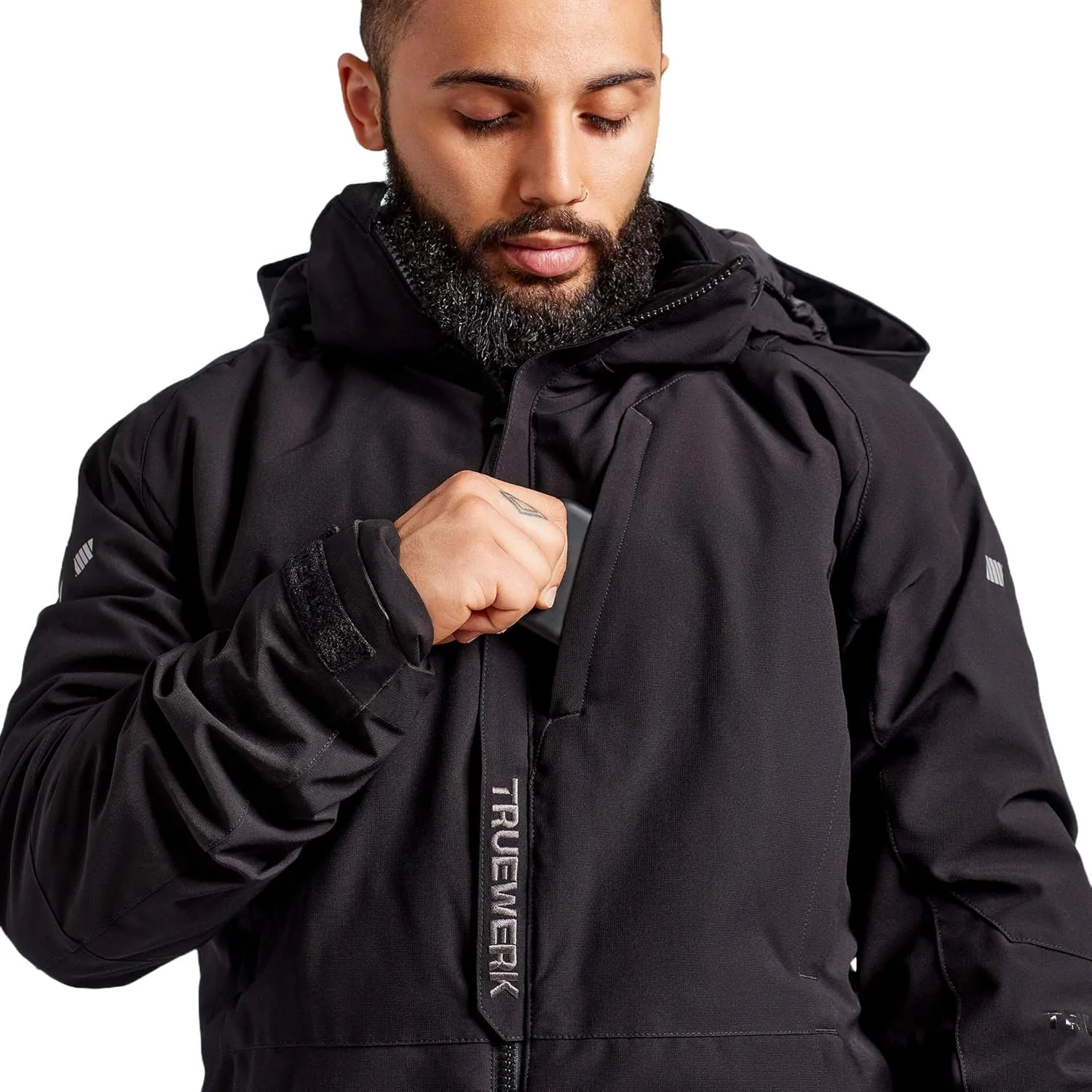 TRUEWERK Men's Work Coat - S4 Tower Winter Parka Workwear, Water-Resistant, Windproof Jacket with 4-Way Stretch