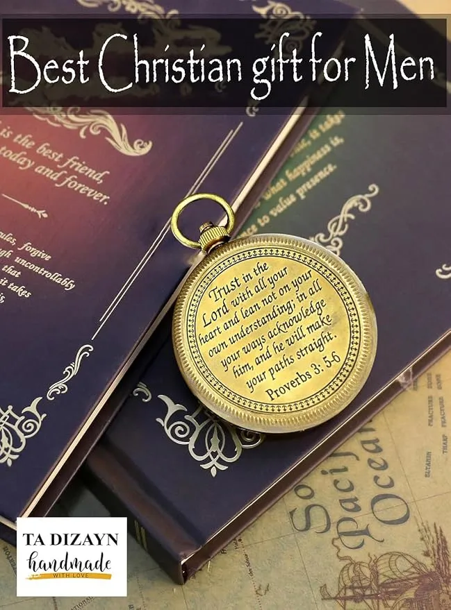 Trust in The Lord with All Your Heart -Proverbs 3: 5-6 Quote Engraved Compass with Wooden Box, Greeting card, Gift Compass, Graduation Day Gifts 2024 Compass for Women Mens Boy Girls