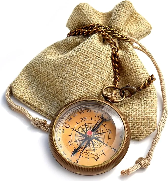 Trust in The Lord with All Your Heart -Proverbs 3: 5-6 Quote Engraved Compass with Wooden Box, Greeting card, Gift Compass, Graduation Day Gifts 2024 Compass for Women Mens Boy Girls