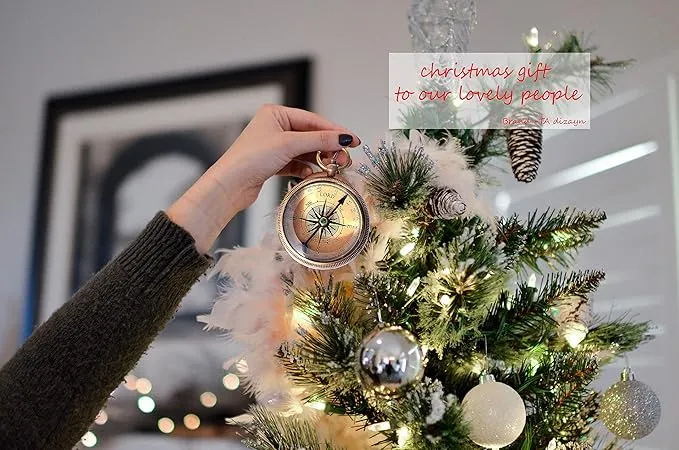 Trust in The Lord with All Your Heart -Proverbs 3: 5-6 Quote Engraved Compass with Wooden Box, Greeting card, Gift Compass, Graduation Day Gifts 2024 Compass for Women Mens Boy Girls