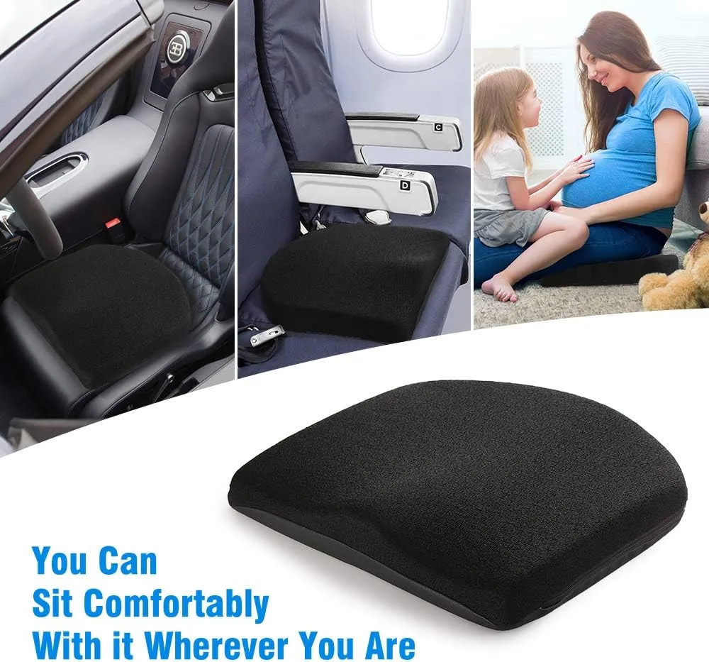 Tsumbay Memory Foam Seat Cushion, Office Soft Seat Cushion with Carry Handle, Washable Cover, Comfortable Coccyx Cushion for Home Office Chair Pad, Car Seat, Wheelchair -Black