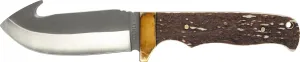 Uncle Henry 185UH Next Gen 9.1in High Carbon S.S. Fixed Blade Knife with a 4.3in Gut Hook and Staglon Handle for Outdoor Survival, Camping and Hunting