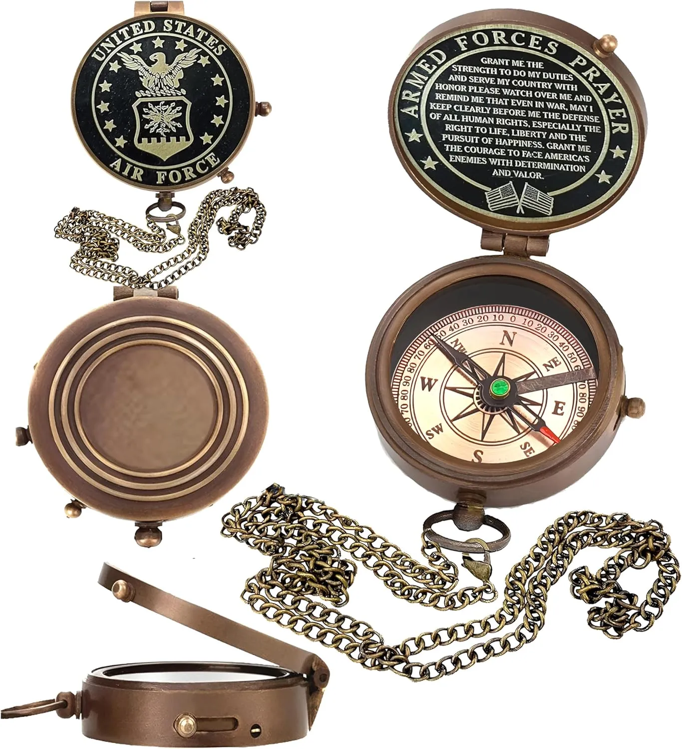 U.S. Air Force Compass with Leather Case - Military Appreciation Gift for Men and Women
