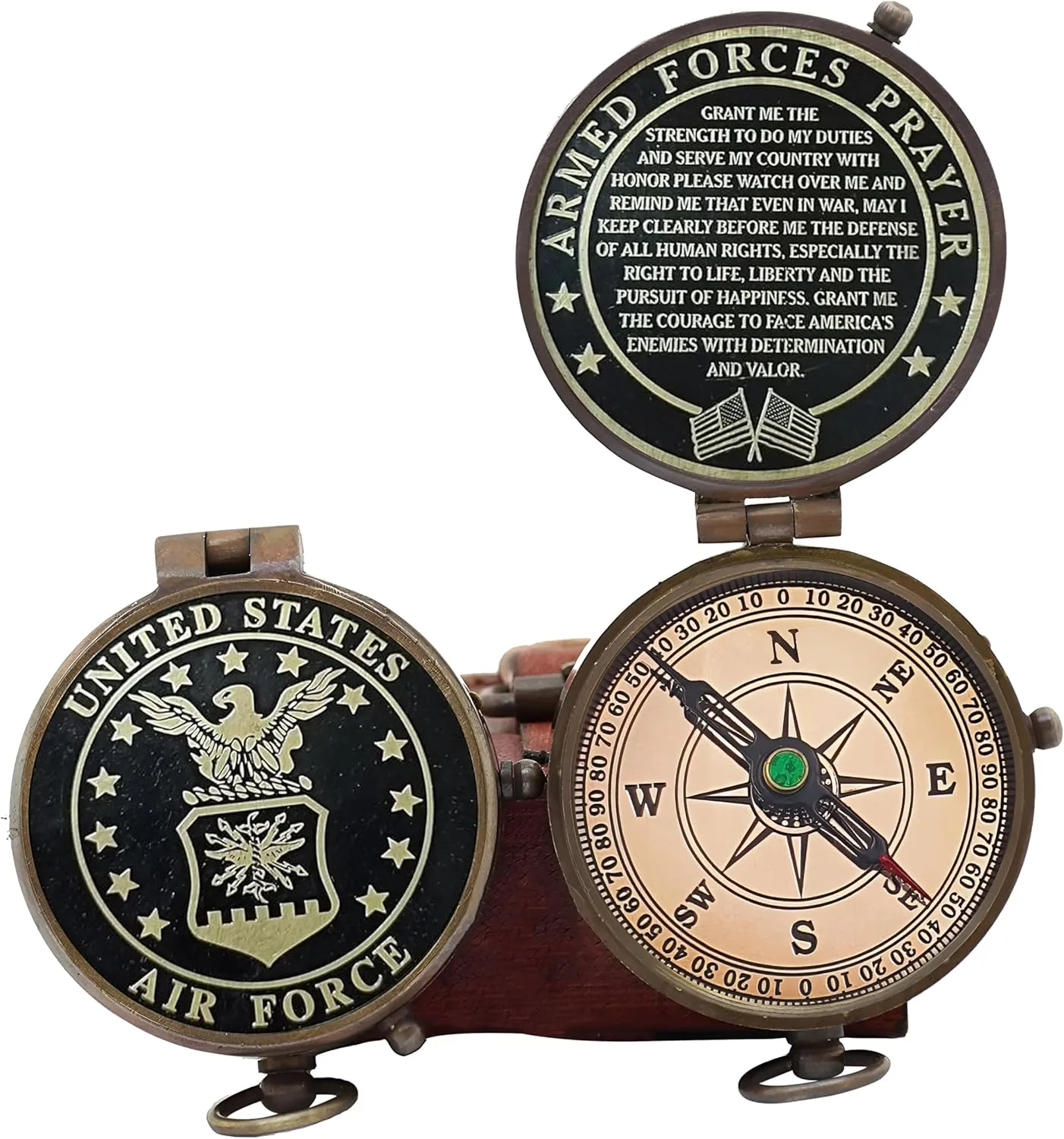 U.S. Air Force Compass with Leather Case - Military Appreciation Gift for Men and Women