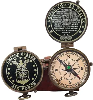 U.S. Air Force Compass with Leather Case - Military Appreciation Gift for Men and Women