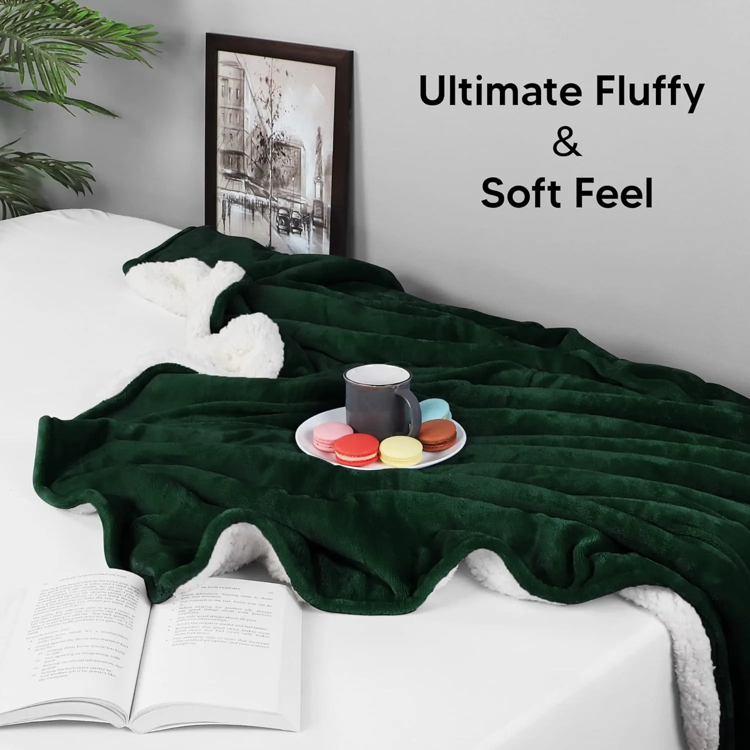 Utopia Bedding Sherpa Blanket Twin Size (Forest Green, 90x66 Inches) - Soft Lightweight Plush Fleece Reversible Blanket for Bed, Sofa, Couch, Camping and Travel