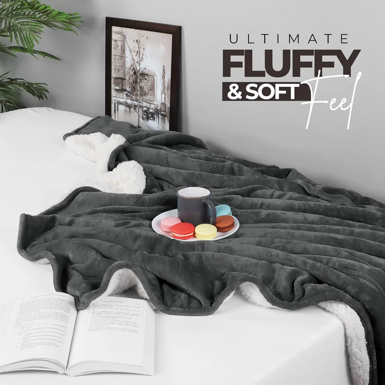 Utopia Bedding Sherpa Blanket Twin Size (Grey, 90x66 Inches) - Soft Lightweight Plush Fleece Reversible Blanket for Bed, Sofa, Couch, Camping and Travel