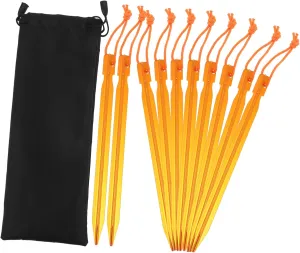 Versatile Camping Tent Stakes 15pcs Aluminum Pegs with Ropes Perfect for Tree Yard and Outdoor Events