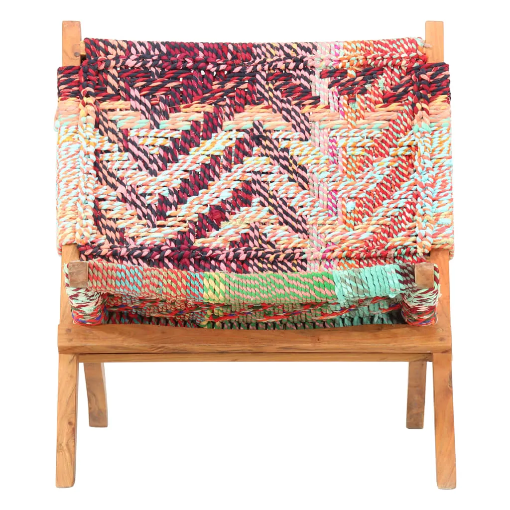 vidaXL Folding Chindi Chair Multicolors Fabric