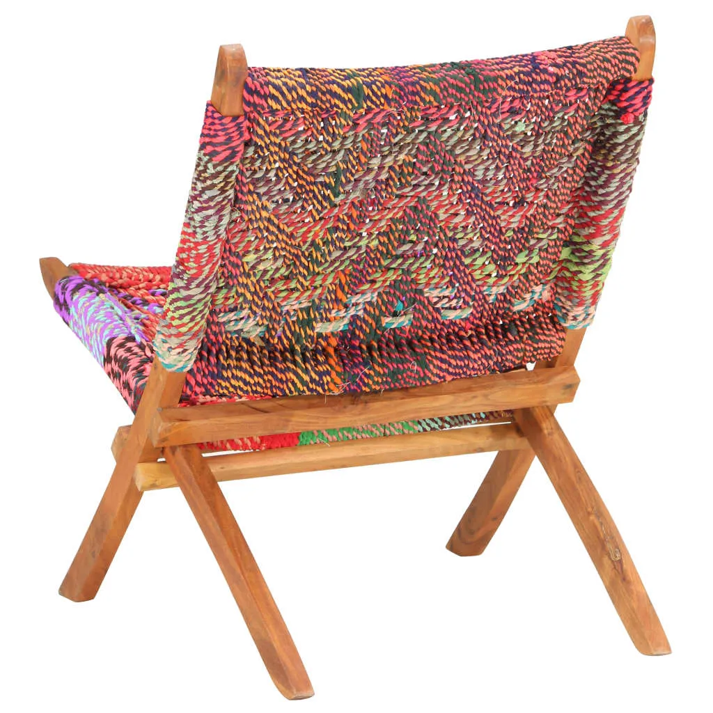 vidaXL Folding Chindi Chair Multicolors Fabric
