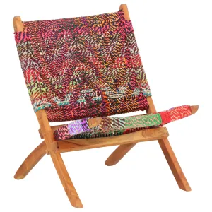 vidaXL Folding Chindi Chair Multicolors Fabric