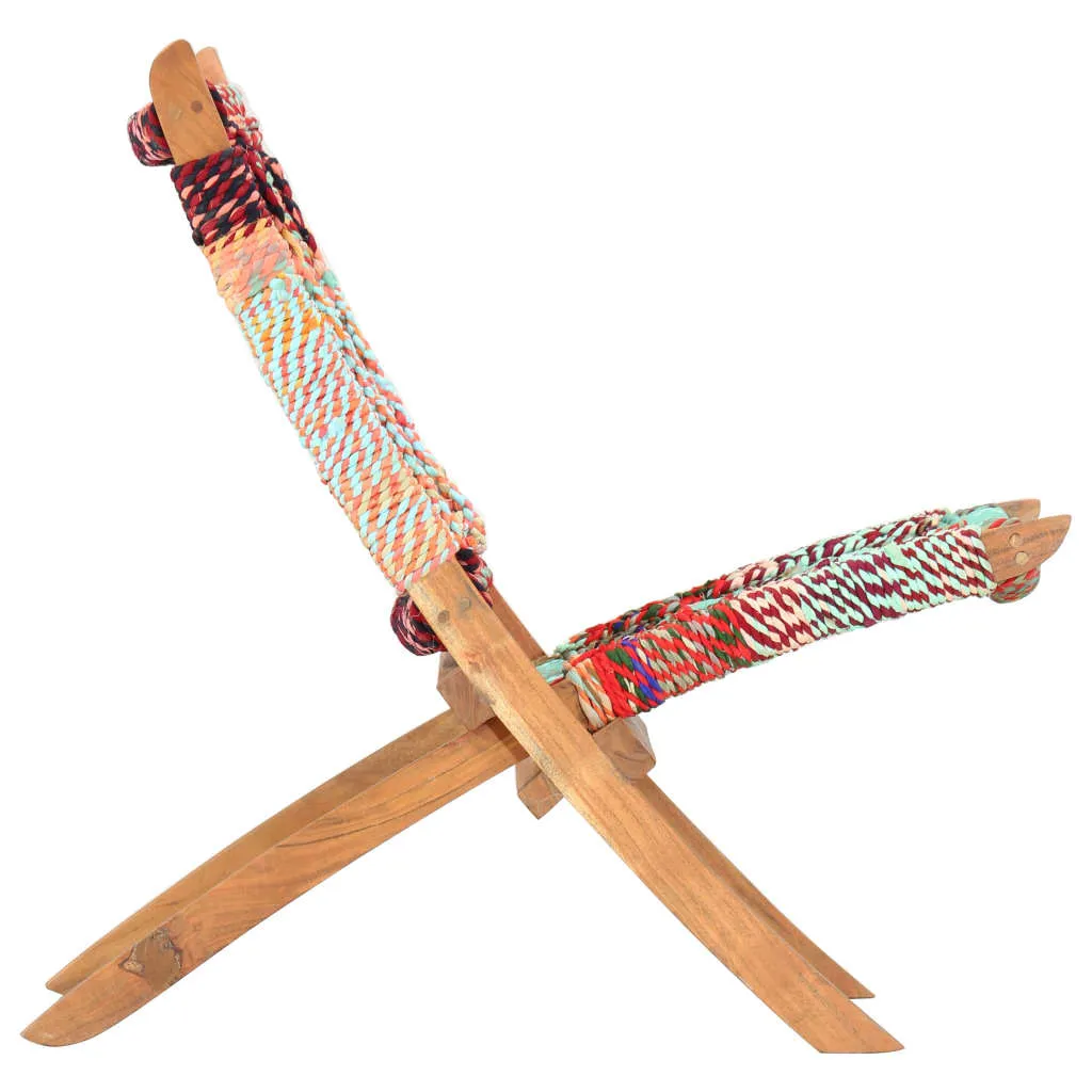 vidaXL Folding Chindi Chair Multicolors Fabric