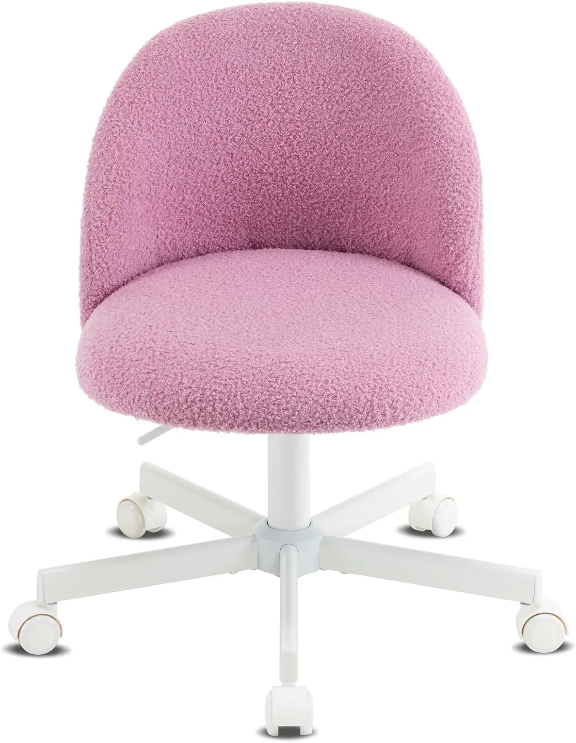 VINGLI Candy Chair Armless Cute Desk Chair,Comfy Small Office Chair with Wheels,Vanity Chair Lumbar Support,Teddy Adjustable Rolling Swivel Computer Task Chair for Home Office,Bedroom,Lilac Purple