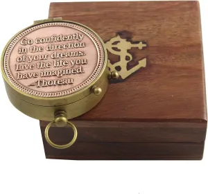 Vintage Brass Compass with Copper Finish Antique Marine Navigation Tool Portable Magnetic Compass for Hiking Camping Travel Home Office Decor Gift