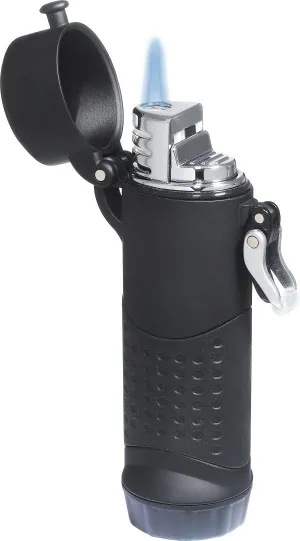 Visol Summit Rubberized Black Wind-Resistant Jet Flame Lighter For Outdoors