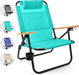 Water Buffalo Bondi Beach Chair – Backpack Beach Chair for Adults with Reclining Positions, Cup Holder & High Back Support