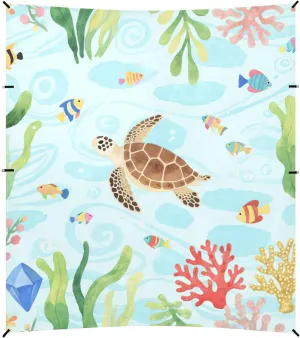Watercolor Kid Stylurtle Animal Fish Beach Tent UPF50 Water-Resistant Large Portable Sun Shelter with Sand Shovel for Camping, Fishing, Backyard Fun