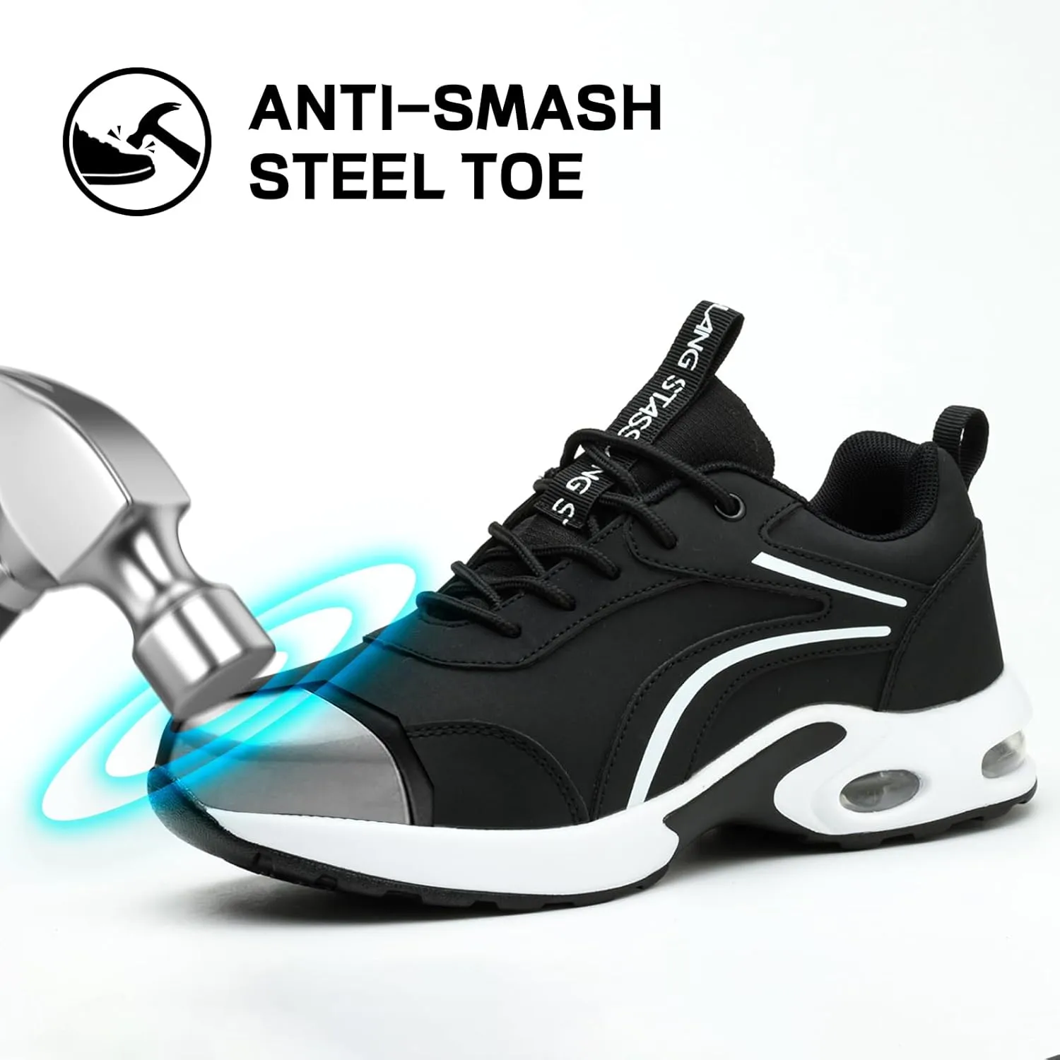 Waterproof Steel Toe Shoes for Women Non-Slip Puncture-Proof Work Safety Shoes Sneakers Comfortable Lightweight Fashion Footwear for Construction Industrial Shoes