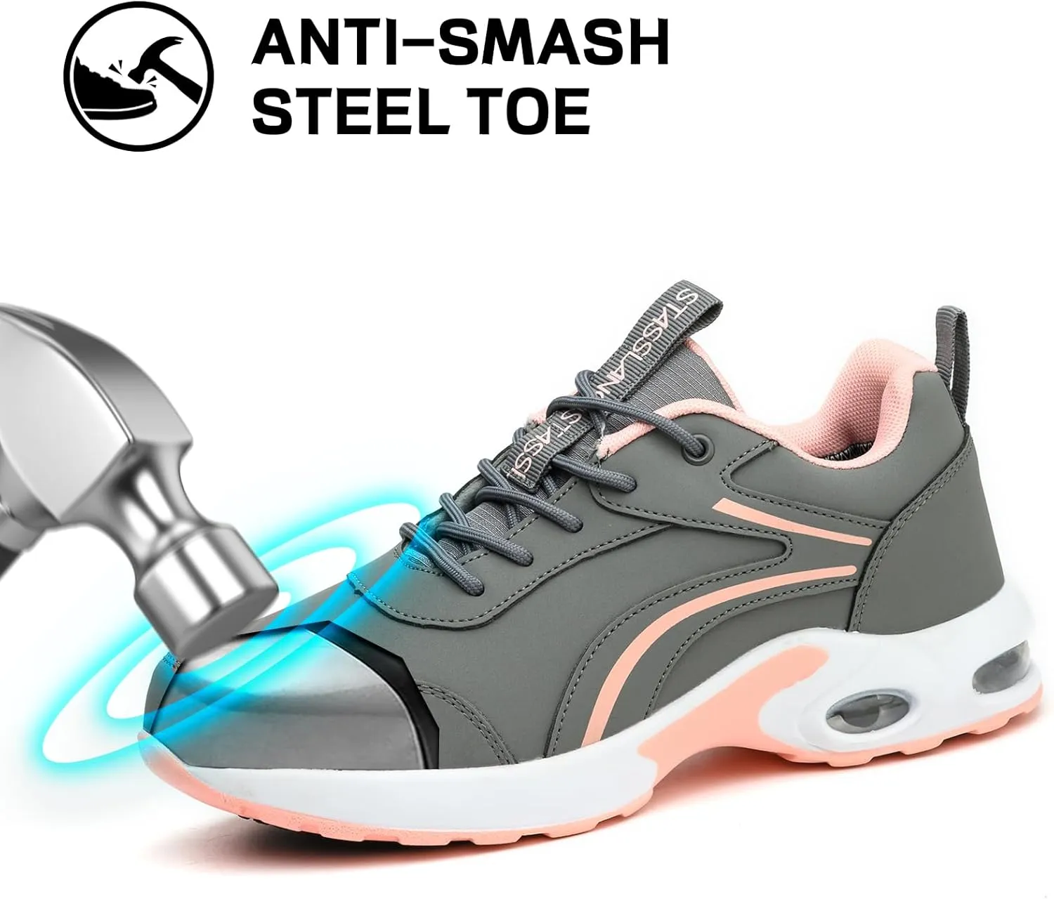 Waterproof Steel Toe Shoes for Women Non-Slip Puncture-Proof Work Safety Shoes Sneakers Comfortable Lightweight Fashion Footwear for Construction Industrial Shoes