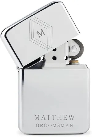 Weddingstar Custom Metal Windproof Personalized Lighter Silver - Diamond Emblem Monogram Engraving