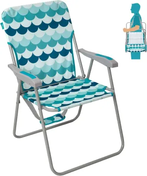 #WEJOY Folding Beach Chair for Adults, Lightweight Beach Chair with Shoulder Straps, High Back Beach Chairs with Hard Armrest, Supports 300lbs for Beach Lawn Concert