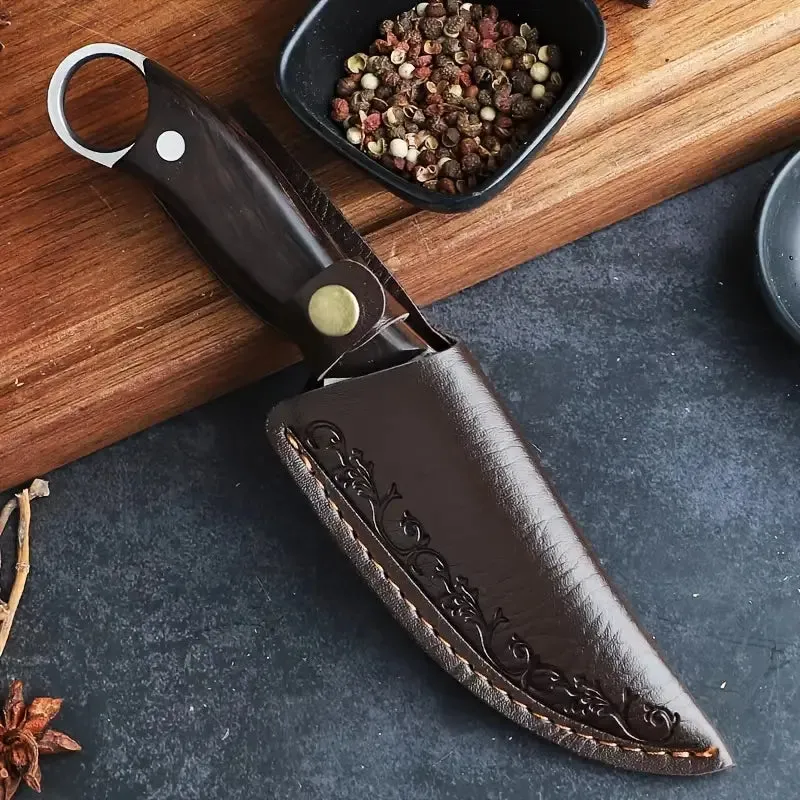 Wild West Butcher's Edge: Multi-Purpose Stainless Steel Meat Knife with Sheath