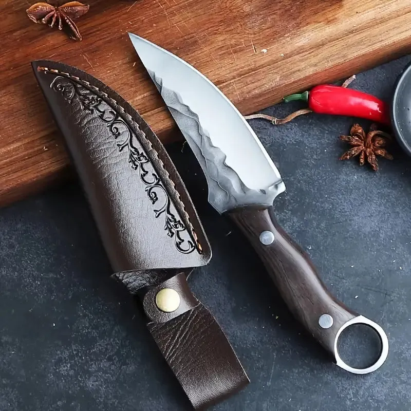 Wild West Butcher's Edge: Multi-Purpose Stainless Steel Meat Knife with Sheath