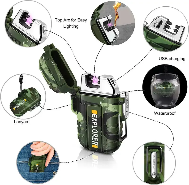 Wild West Rechargeable Arc Plasma Lighter - Windproof, Waterproof for Camping & Emergencies