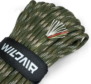 WILDAIR Paracord Survival Paracord Parachute Fire Cord Survival Ropes 4-in-1 U.S. Military Type III with Integrated Fishing Line Fire-Starter Tinder