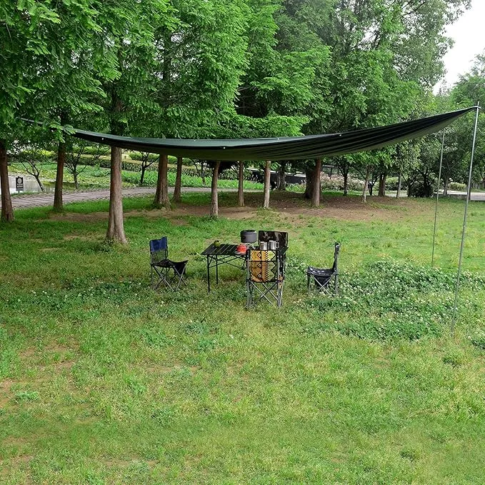 Wind Tour Portable Multifunctional Outdoor Camping Traveling Awning Backpacking Tarp Sunshade Lightweight UV Protection and PU 3000mm Waterproof Rain Fly Tarp Shelter (177×177 inches)