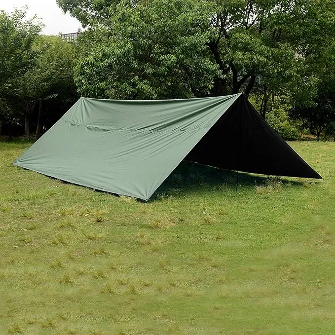 Wind Tour Portable Multifunctional Outdoor Camping Traveling Awning Backpacking Tarp Sunshade Lightweight UV Protection and PU 3000mm Waterproof Rain Fly Tarp Shelter (177×177 inches)