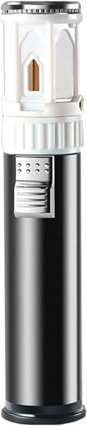 Windproof Metal Direct Injection Blue Flame Torch Lighter, Multi-Purpose Lighters, Adjustable Flame Size, Butane Gas Rechargeable, Suitable for Men's Gifts (Butane Not Included)(Black)