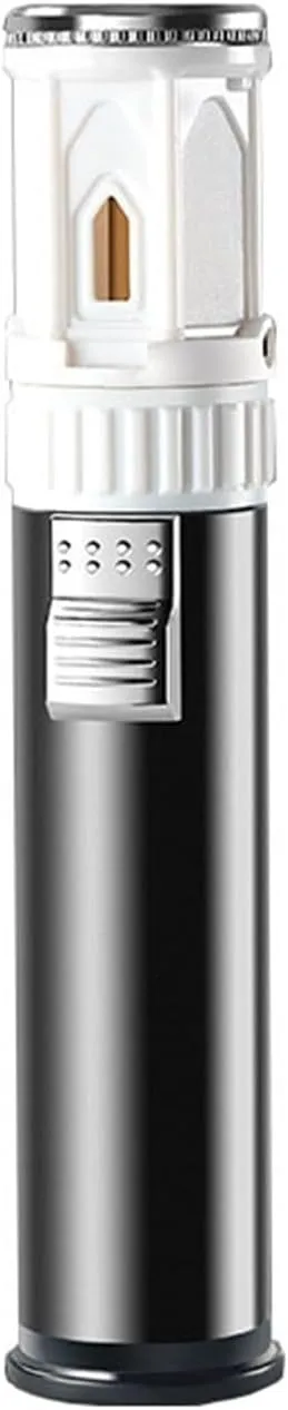 Windproof Metal Direct Injection Blue Flame Torch Lighter, Multi-Purpose Lighters, Adjustable Flame Size, Butane Gas Rechargeable, Suitable for Men's Gifts (Butane Not Included)(Black)