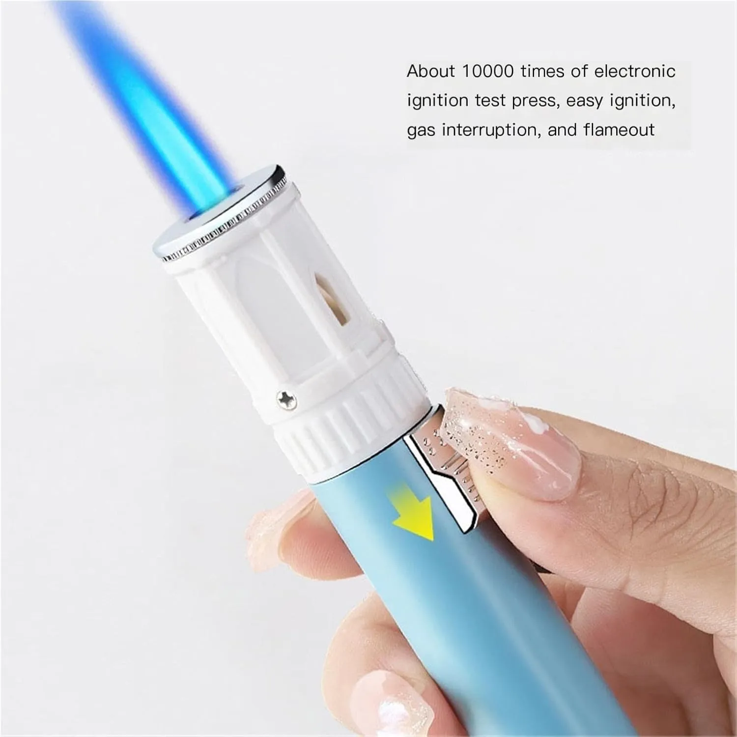 Windproof Metal Direct Injection Blue Flame Torch Lighter, Multi-Purpose Lighters, Adjustable Flame Size, Butane Gas Rechargeable, Suitable for Men's Gifts (Butane Not Included)(Black)