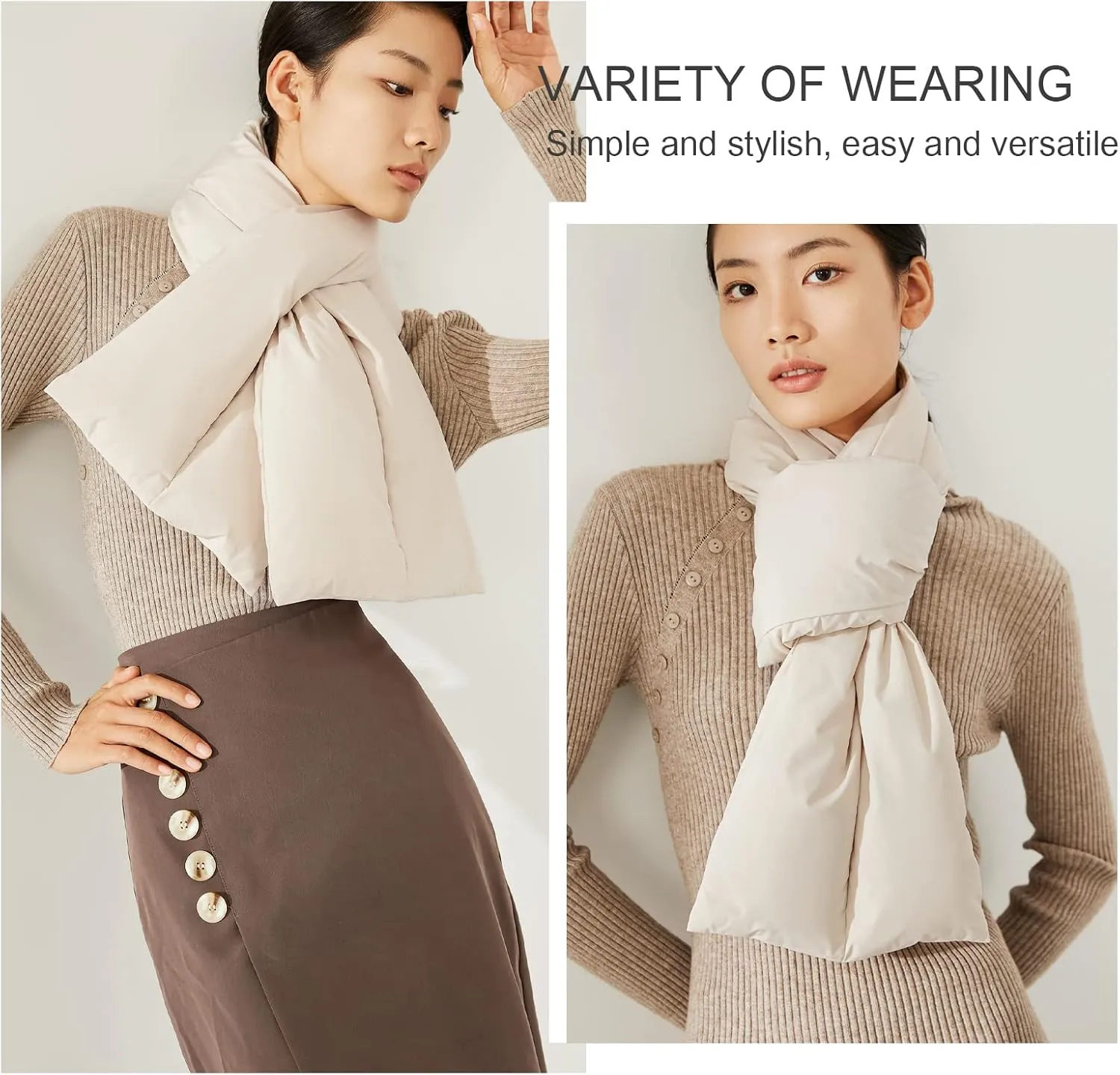 Winter Down Scarf Women Men Down Filling Foldable Plain Waterproof Ultralight Neck Warmer For Cycling Hiking