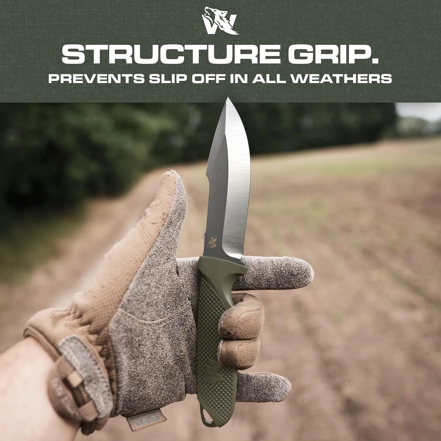 WOLF-I Full Tang Survival Knife with Sheath - Stylish Tactical Fixed Blade - Made of D2 Steel - Bushcraft and Camping Knife Survival - Perfect EDC Outdoor Knife with TPE Handle