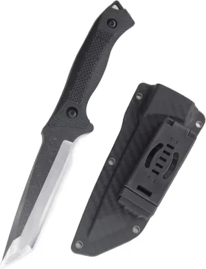 WT02 Full Tang Tactical Survival Knives with Kydex Sheath, Fixed Blade Outdoor Duty Tanto Knife 420HC Stonewashed Steel Field Knife ABS Handle for Camping, Hunting, Hiking