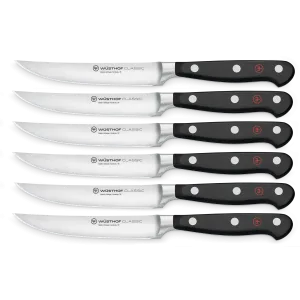 Wusthof Classic Six Piece Stainless Steel Steak Knife Set, Black