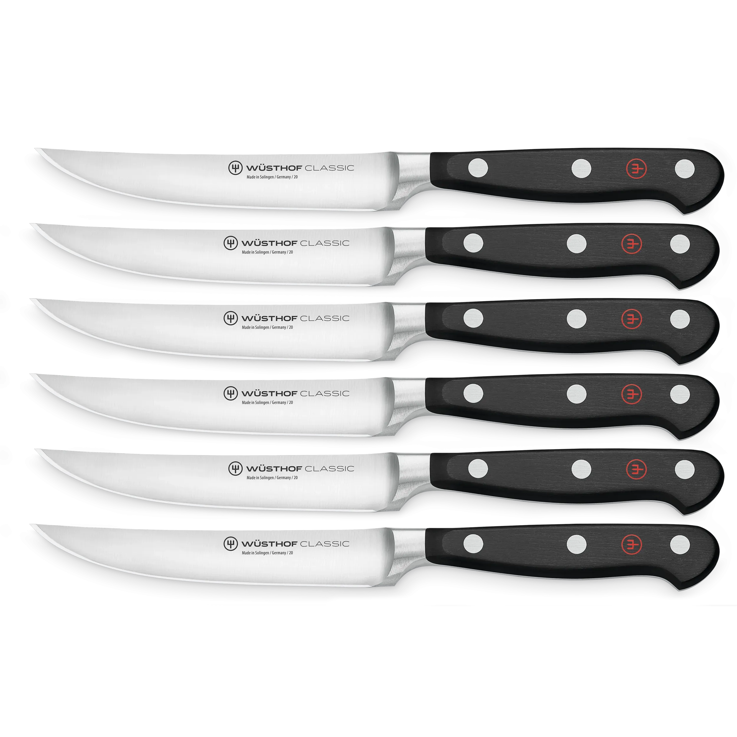 Wusthof Classic Six Piece Stainless Steel Steak Knife Set, Black