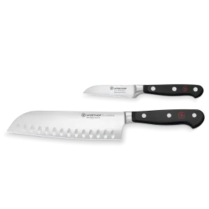 Wusthof Classic Two Piece Asian Chef's Set | 3" Flat Cut Paring Knife & 7" Santoku Knife