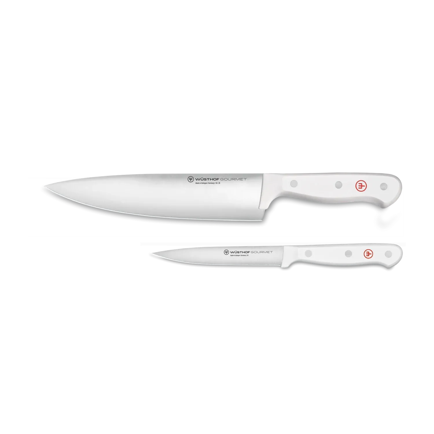 Wusthof Gourmet White Two Piece Chef's Knife Set | 3" Paring and 8" Chef's Knife, White