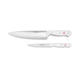 Wusthof Gourmet White Two Piece Chef's Knife Set | 3" Paring and 8" Chef's Knife, White