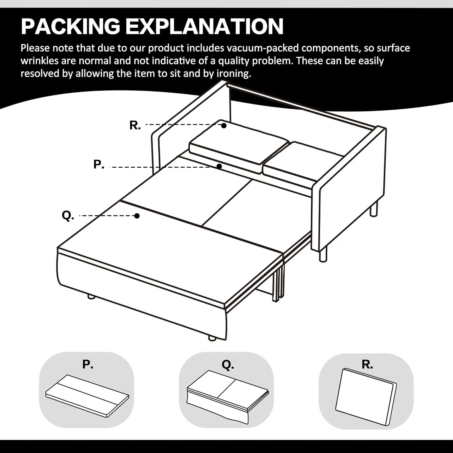 XSPRACER 3-in-1 Convertible Sleeper Sofa, Loveseat Sofa Couch with Pullout Bed and Storage for Living Room, Bedroom, Balcony, RV,Dark Gray
